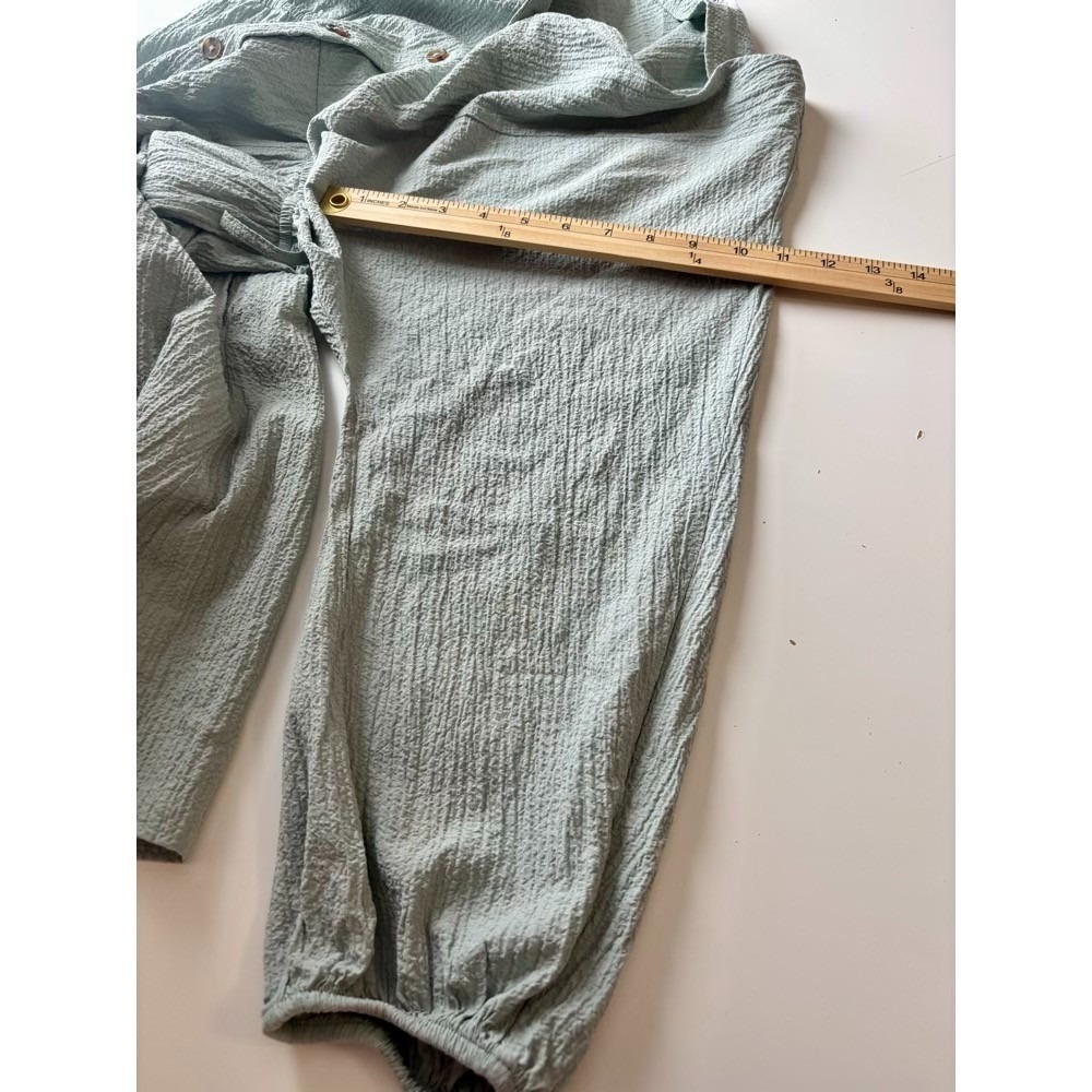 Calvin Klein Button-Down Shirtdress Balloon Sleeves Green Sz L Preppy Beach Work - Picture 12 of 13